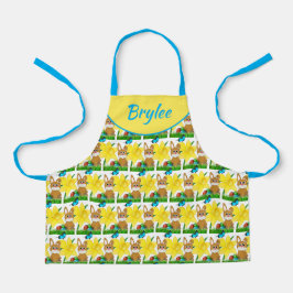 Delantal Monograma Conejo de Pascua y Niños de Daffodil Ama