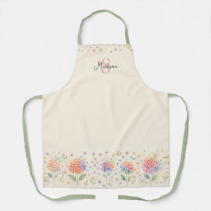 Delantal Monograma de acuarela floral — Flores pasteles