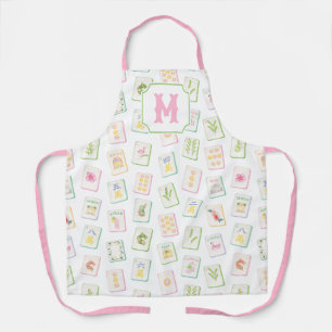 Delantal Monograma de baldosas de Mahjong de verano sureño 