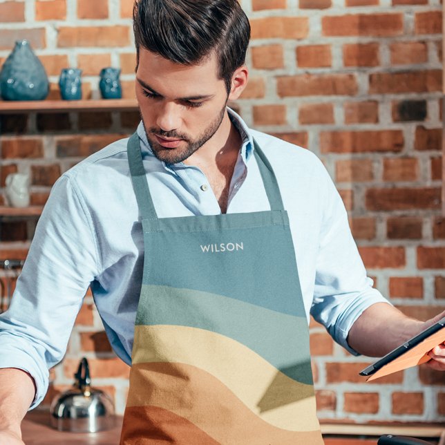 Delantal Monograma de banda retro ondulada (Subido por el creador)