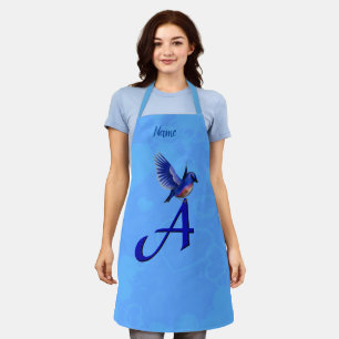 Delantal Monograma de Bluebird Inicial A Personalizado