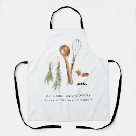 Delantal Monograma de cocina rústica pintada a mano