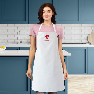 Delantal Monograma de corazón con color personalizado en le