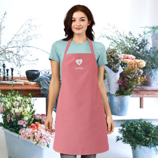 Delantal Monograma de corazón con color personalizado en le