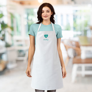 Delantal Monograma de corazón con color personalizado en le