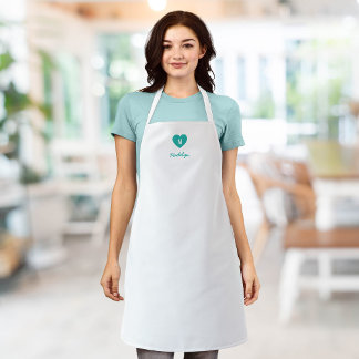 Delantal Monograma de corazón con color personalizado en le