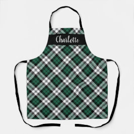 Delantal Monograma de Cuadros Black Watch Verde Festivo