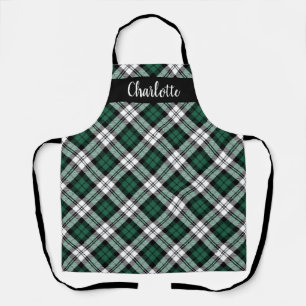 Delantal Monograma de Cuadros Black Watch Verde Festivo