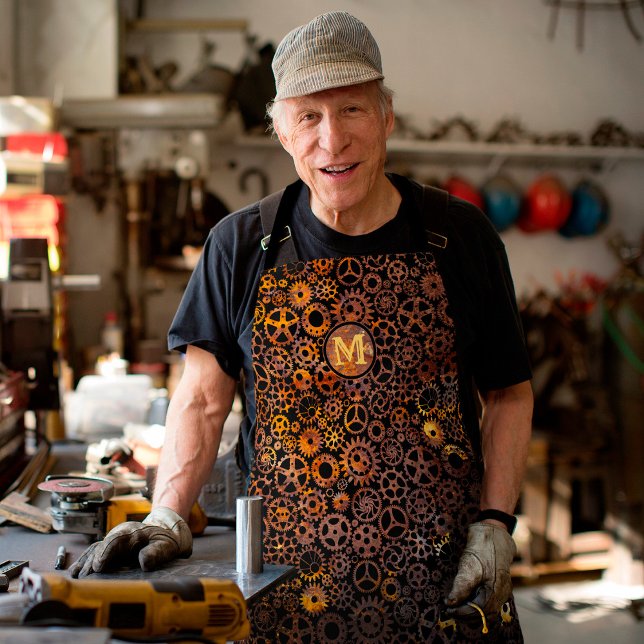 Delantal Monograma de engranajes de rusty súper coloridos d (Subido por el creador)