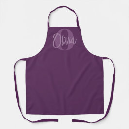 Delantal Monograma de guión de moda morado monocromo de Gua
