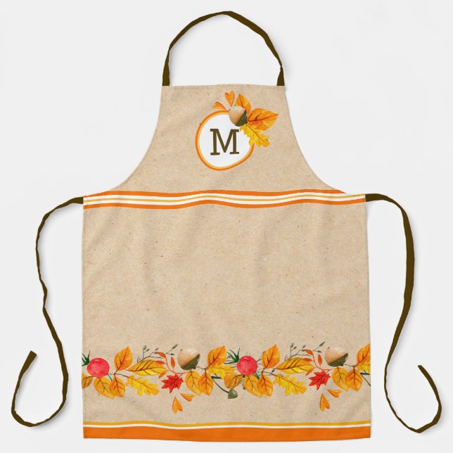 Delantal Monograma de Hojas de Otoño (Anverso)