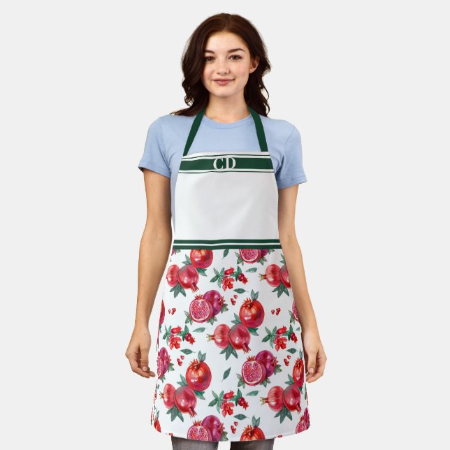 Delantal Monograma de impresión todo-sobre Orchard Pomegran (Gastado)