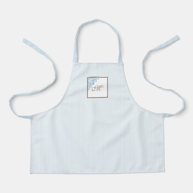 Delantal Monograma de la banda azul francesa Fleur de Lis (Anverso)