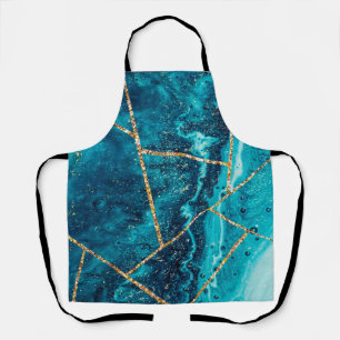 Delantal Monograma de la Moda de Geode de la naranja azul d