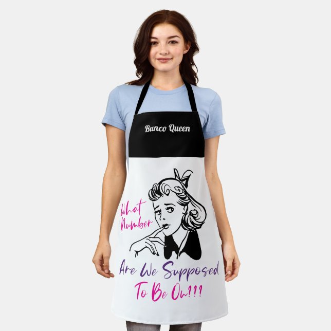 Delantal Monograma de la Reina del Bunco Retro Gracioso (Gastado)