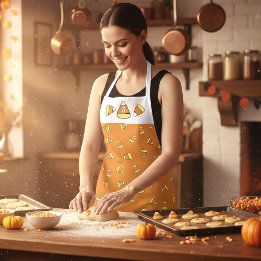 Delantal Monograma de maíz dulce Naranja Apron Halloween