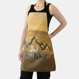 Delantal Monograma de montañas personalizables de amanecer