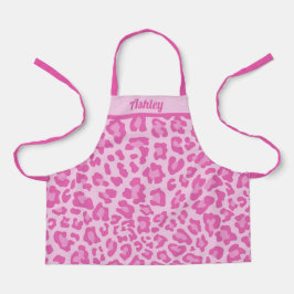 Delantal Monograma de niños Personalizados de leopardo rosa
