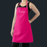 Delantal Monograma de nombre de letra mayúscula moderna per<br><div class="desc">Delantal de cocina con texto de monograma de nombre de letra mayúscula moderna personalizada rosa pastel sólido color femenino elegante y chic rosa fucsia y blanco. Personalice,  personalícelo con nombre,  cita,  frase o texto. Ideal para cocineros,  chefs,  alfarería,  cerámica,  manualidades,  trabajo,  cocina,  repostería,  barbacoa,  parrilla,  etc</div>