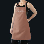 Delantal Monograma de nombre de letra script rosa polvorien<br><div class="desc">Texto de nombre de letra script moderno rosa polvoriento personalizado monograma sólido color liso femenino elegante chic delantal de cocina rosa polvoriento y blanco. Personalice,  personalícelo con nombre,  cita,  frase o texto. Ideal para cocineros,  chefs,  alfarería,  cerámica,  artesanías,  trabajo,  cocina,  repostería,  barbacoa,  parrilla,  etc</div>