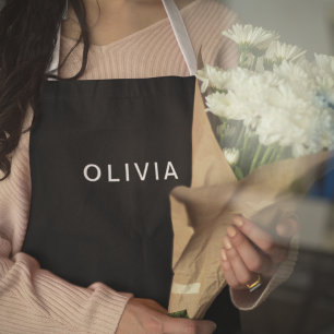 Delantal Monograma de nombre y negro personalizado   Elegan