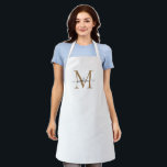 Delantal Monograma de oro negro simple guión femenino elega<br><div class="desc">Monograma de oro negro simple elegante Apron de escritura femenina</div>
