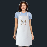 Delantal Monograma de oro negro simple guión femenino elega<br><div class="desc">Monograma de oro negro simple elegante Apron de escritura femenina</div>