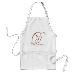 Delantal Monograma de oro Rosa D Chef de Cuisine o su texto