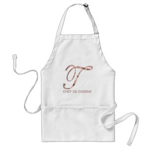 Delantal Monograma de oro Rosa para chef de cocina o tu tex