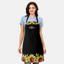 Delantal Monograma de Personalizado de girasol ruso
