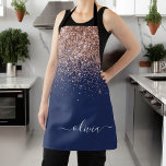 Delantal Monograma de Purpurina rosa Rubor Rosa azul de la<br><div class="desc">Oro Rosa - Purpurina de espuma azul Rubor rosa y marina cepillado de monograma Metalizado Apron. Esto hace que el dulce perfecto cumpleaños 16,  boda,  ducha de novia,  aniversario,  ducha de bebé o fiesta de soltera sea regalo para alguien que ama el lujo glam y los estilos de moda.</div>