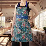 Delantal Monograma del patrón azul floral del pavo real mod<br><div class="desc">Este diseño se puede personalizar eligiendo la opción personalizar para añadir texto o realizar otros cambios. Si este producto tiene la opción de transferir el diseño a otro artículo, asegúrese de ajustar el diseño para que se ajuste si es necesario. Contáctame en colorflowcreations@gmail.com si deseas tener este diseño en otro...</div>