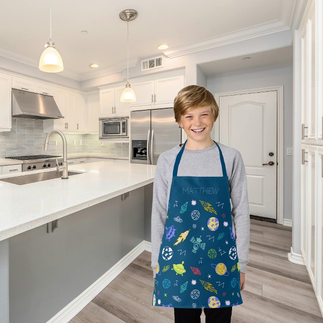 Delantal Monograma del patrón del espacio ultraterrestre |  (Subido por el creador)