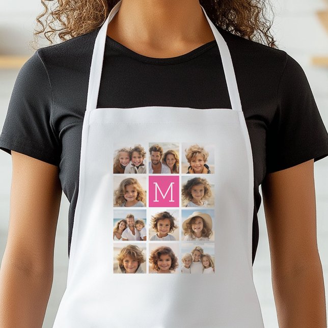 Delantal Monograma del Personalizado de Collage de fotos ro (Personalized Kitchen Apron)