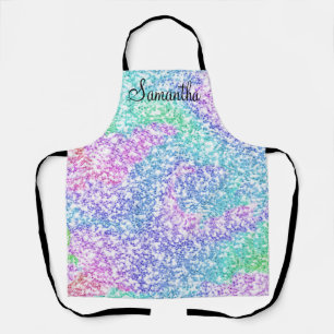 Delantal Monograma del Purpurina arcoiris personalizado