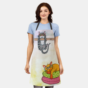 Delantal Monograma divertido y caprichoso Gatos modernos