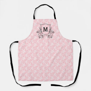Delantal Monograma elegante del patrón Rosa rosado