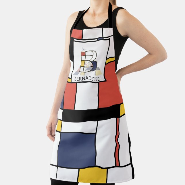 Delantal Monograma Elegante Estilo Neoplasticismo. Letra B (in situ)