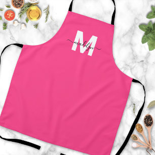 Delantal Monograma elegante minimalista moderno rosa