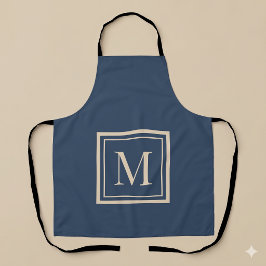 Delantal Monograma enmarcado azul y vainilla personalizado