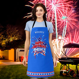 Delantal Monograma Feliz cumpleaños Estados Unidos AZUL PRO