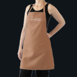 Delantal Monograma femenino de terracota con nombre persona<br><div class="desc">Delantal de cocina personalizado de terracota con texto moderno en letra script,  monograma sólido de color liso,  femenino,  elegante y chic en terracota y texto blanco. Personalice,  personalícelo con nombre,  cita,  frase o texto.
Ideal para cocineros,  chefs,  alfarería,  cerámica,  artesanías,  trabajo,  cocina,  repostería,  barbacoa,  parrilla,  etc</div>