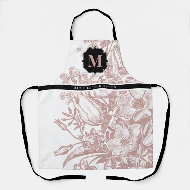 Delantal Monograma floral Apron (Anverso)