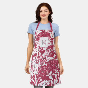 Delantal Monograma floral de moda Magenta William Morris