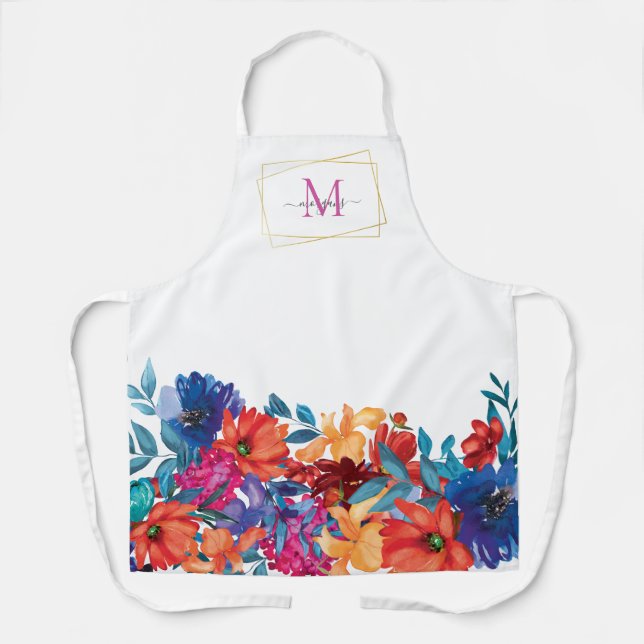 Delantal Monograma floral moderno (Anverso)