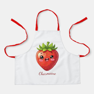 Delantal Monograma fresa kawaii linda