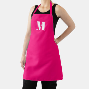Delantal Monograma fucsia rosa caliente personalizado moder