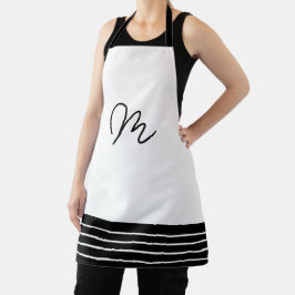 Delantal Monograma geométrico blanco y negro