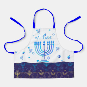 Delantal Monograma Hanukkah Festival Menorah Lights