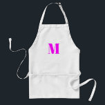 Delantal Monograma inicial magenta blanco rosado del person<br><div class="desc">Aprón adulto monograma inicial magenta rosa personalizar Apron</div>